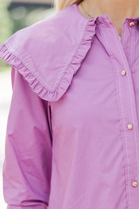 Get Back To It Mauve Ruffle Collared Dress