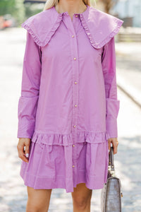 Get Back To It Mauve Ruffle Collared Dress