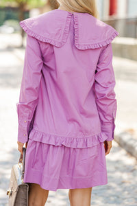 Get Back To It Mauve Ruffle Collared Dress