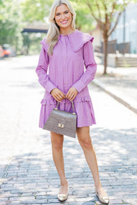 Get Back To It Mauve Ruffle Collared Dress