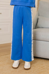 Girls: Playdate Petals Blue Floral Stripe Sweatpants