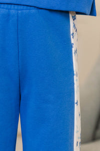 Girls: Playdate Petals Blue Floral Stripe Sweatpants