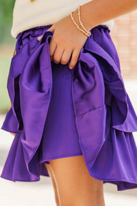 Girls: Take The Leap Purple Satin Ruffled Skort