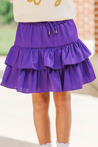 Girls: Take The Leap Purple Satin Ruffled Skort