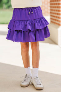 Girls: Take The Leap Purple Satin Ruffled Skort