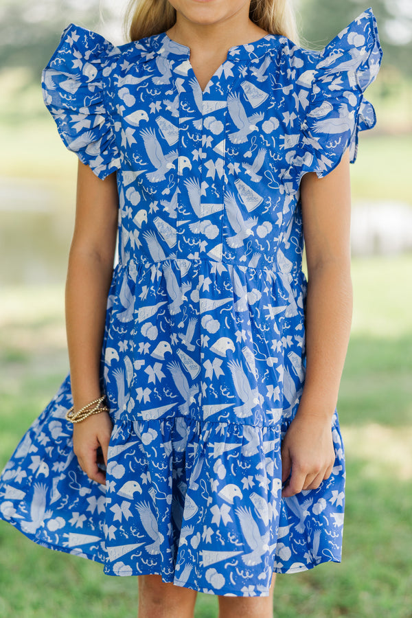 Girls: At This Time Eagles Print Dress