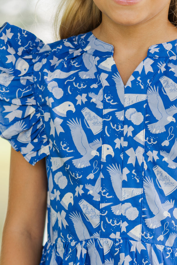 Girls: At This Time Eagles Print Dress