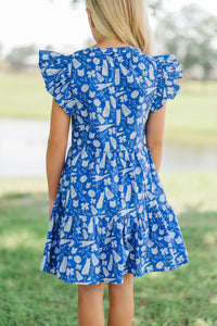Girls: At This Time Royal Wildcats Print Dress
