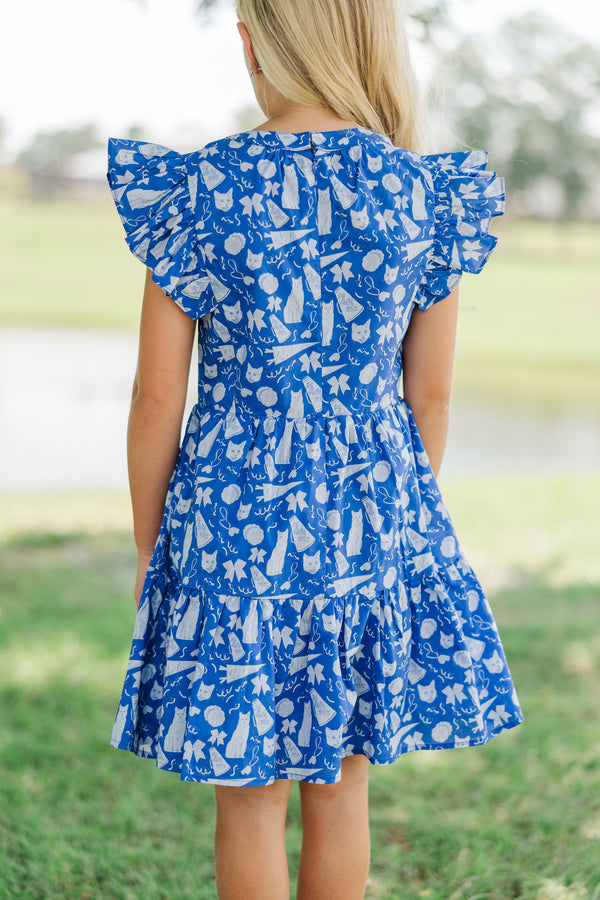 Girls: At This Time Royal Wildcats Print Dress