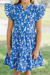 Girls: At This Time Royal Wildcats Print Dress