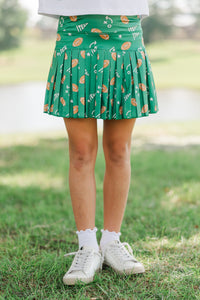 Girls: The Sadie Green Football Print Skort