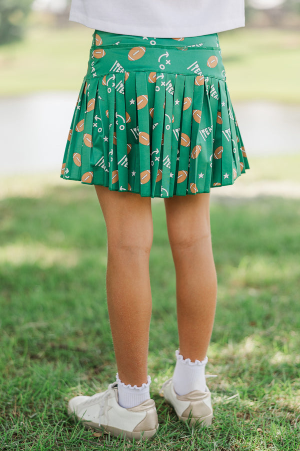 Girls: The Sadie Green Football Print Skort
