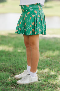 Girls: The Sadie Green Football Print Skort