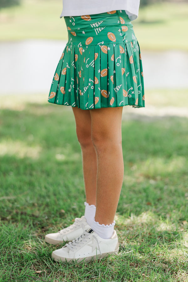 Girls: The Sadie Green Football Print Skort
