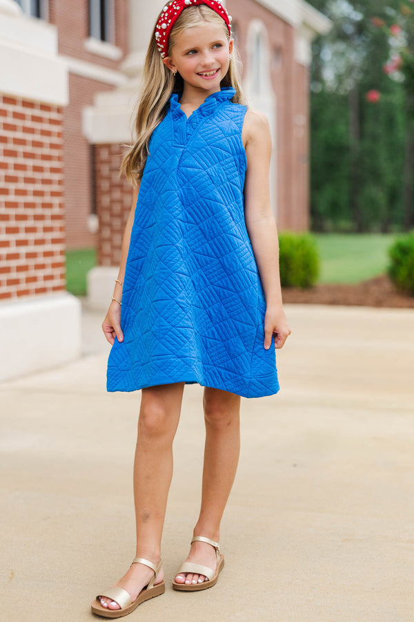 Girls: Never Better Blue Textured Dress