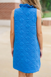 Girls: Never Better Blue Textured Dress