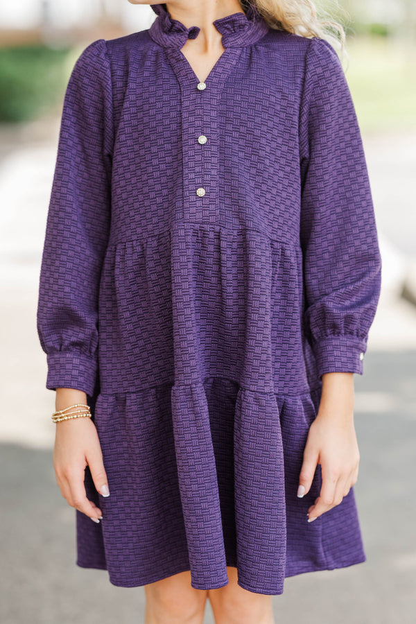 Girls: All Up To You Plum Purple Textured Dress