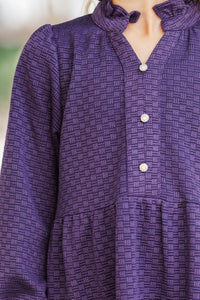 Girls: All Up To You Plum Purple Textured Dress