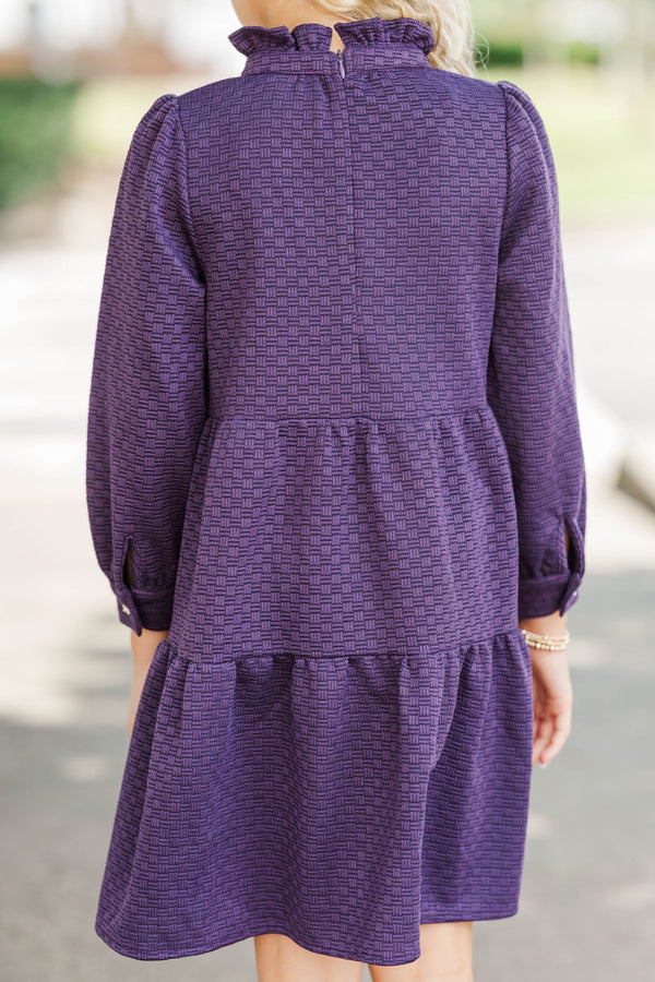 Girls: All Up To You Plum Purple Textured Dress
