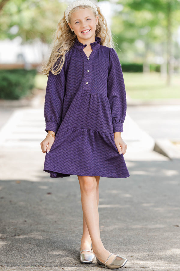 Girls: All Up To You Plum Purple Textured Dress