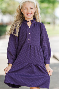Girls: All Up To You Plum Purple Textured Dress