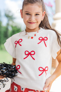 Girls: The Kennedy Red Bow Sweater