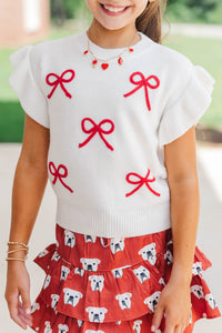 Girls: The Kennedy Red Bow Sweater