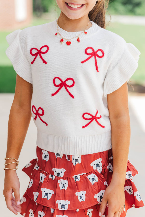 Girls: The Kennedy Red Bow Sweater