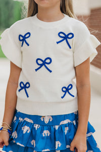 Girls: The Kennedy Royal Blue Bow Sweater
