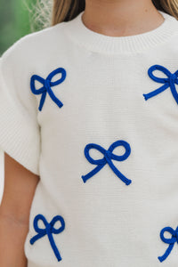 Girls: The Kennedy Royal Blue Bow Sweater