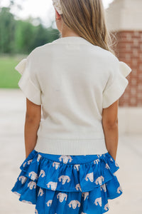Girls: The Kennedy Royal Blue Bow Sweater