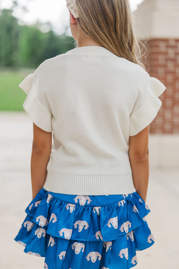 Girls: The Kennedy Royal Blue Bow Sweater