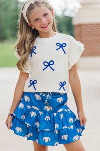 Girls: The Kennedy Royal Blue Bow Sweater