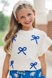 Girls: The Kennedy Royal Blue Bow Sweater