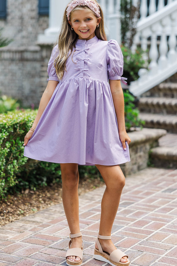 light purple babydoll dress Lavender Mini Dress - Eyelet Babydoll Dress - Puff Sleeve Dress