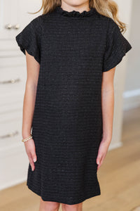 Girls: The Amanda Black Tweed Dress