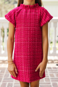 Girls: The Amanda Magenta Tweed Dress