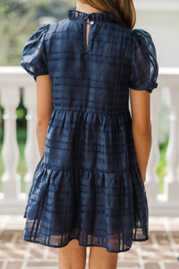 Girls: The Addison Navy Textured Dress