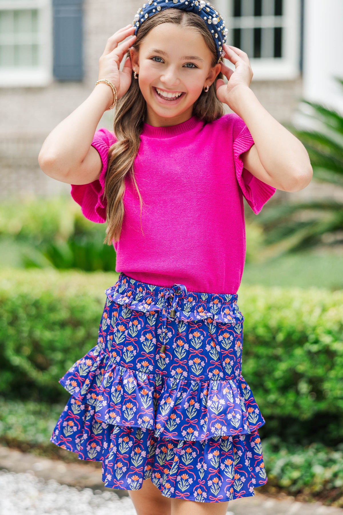 Girls: The Jessica Magenta Ruffle Knit Sweater – Shop the Mint