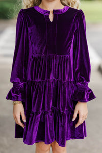 Girls: In Your Happy Place Plum Purple Velvet Dress