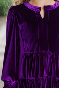 Girls: In Your Happy Place Plum Purple Velvet Dress