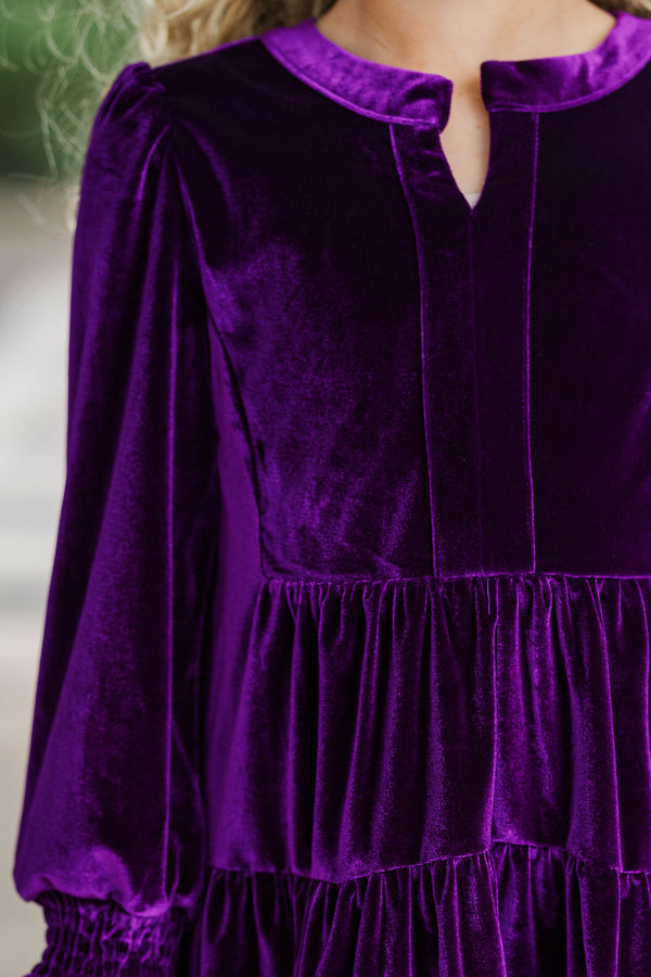 Girls: In Your Happy Place Plum Purple Velvet Dress