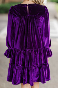 Girls: In Your Happy Place Plum Purple Velvet Dress