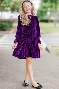 Girls: In Your Happy Place Plum Purple Velvet Dress