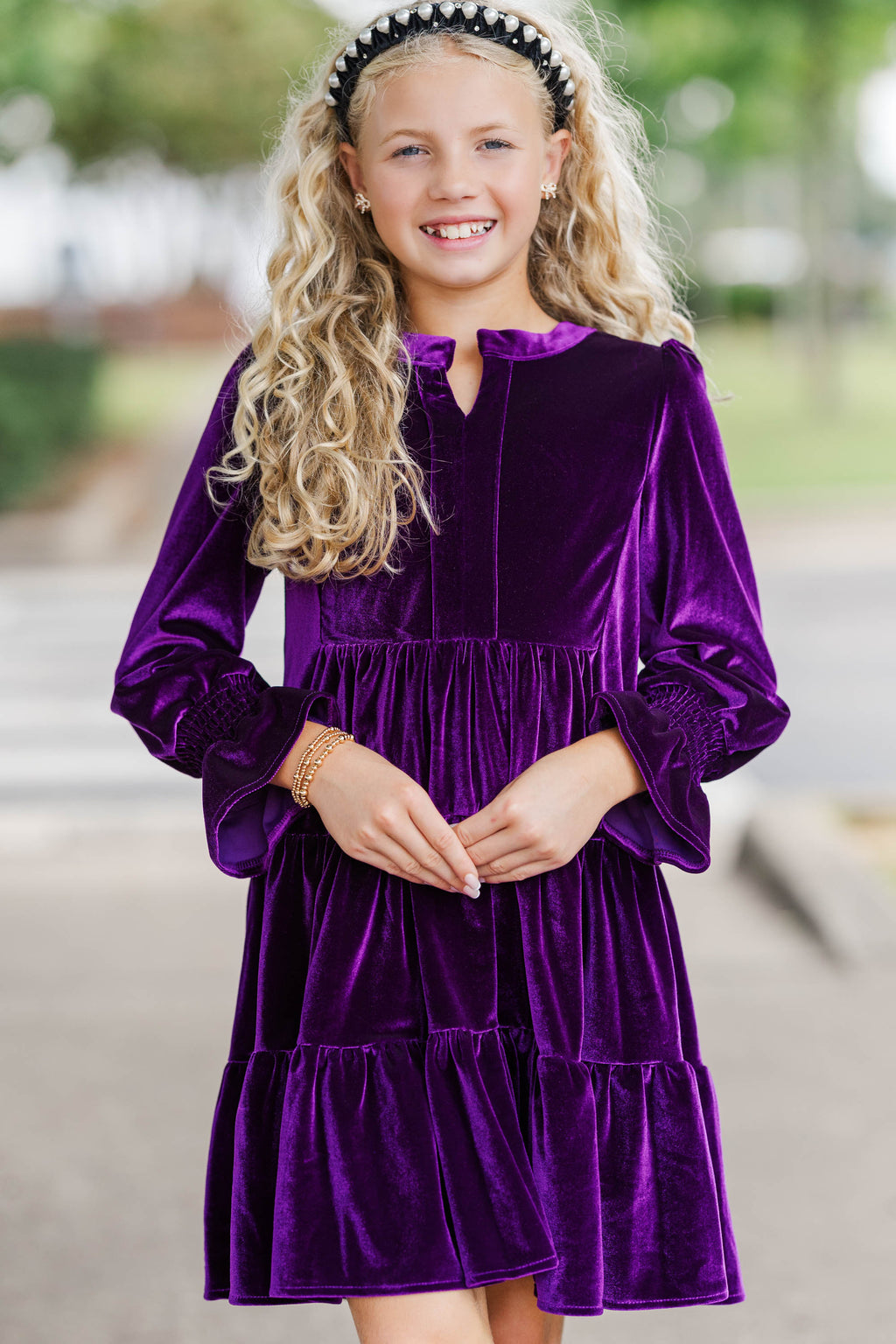 Girls: In Your Happy Place Plum Purple Velvet Dress, (10/12) - The Mint Julep Boutique Girls: In Your Happy Place Plum Purple Velvet Dress, (10/12) - The Mint Julep Boutique