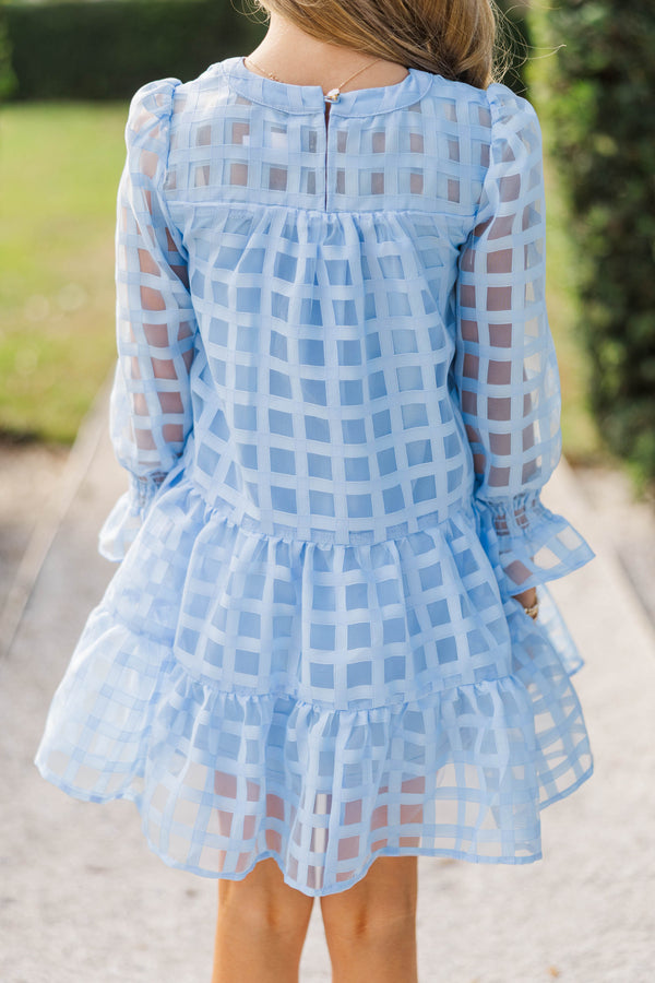 Girls: In Your Happy Place Light Blue Textured Dress