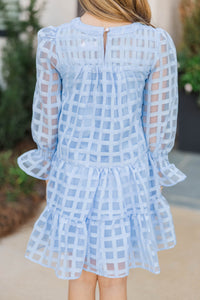Girls: In Your Happy Place Light Blue Textured Dress