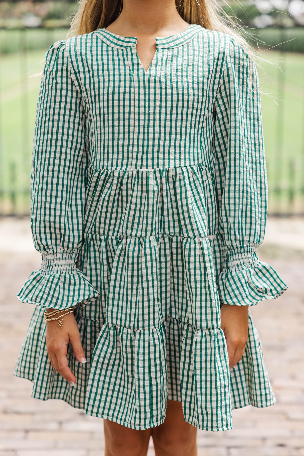 Girls: In Your Happy Place Emerald Green Gingham Dress – Shop the Mint
