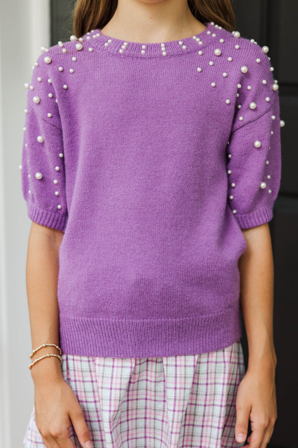 Girls: Tell Your Story Plum Purple Embellished Sweater