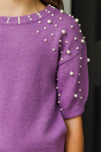 Girls: Tell Your Story Plum Purple Embellished Sweater